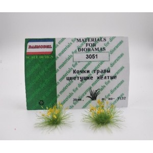 3051 DASmodel Кочки травы цветущие жёлтые, 30 шт. 12 мм
